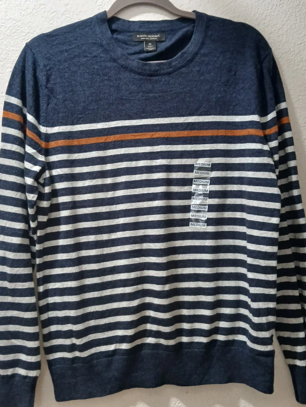 Banana Republic Nwot M 100% organic cotton Crewneck Sweater with Rust Accent